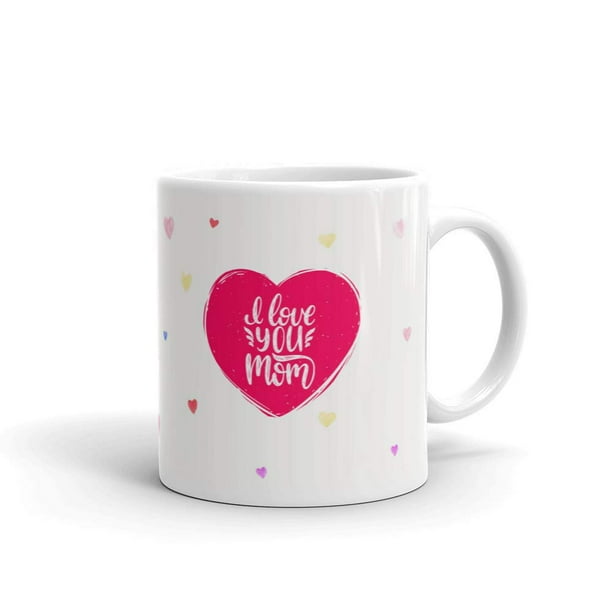I Love You Mom Calligraphy Coffee Tea Ceramic Mug Office Work Cup Gift